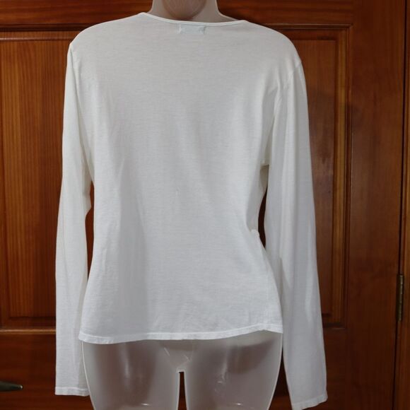 Velvet Silver Embellished Long Sleeve Tee | Vintage 90s Normcore Medium - Picture 10 of 12